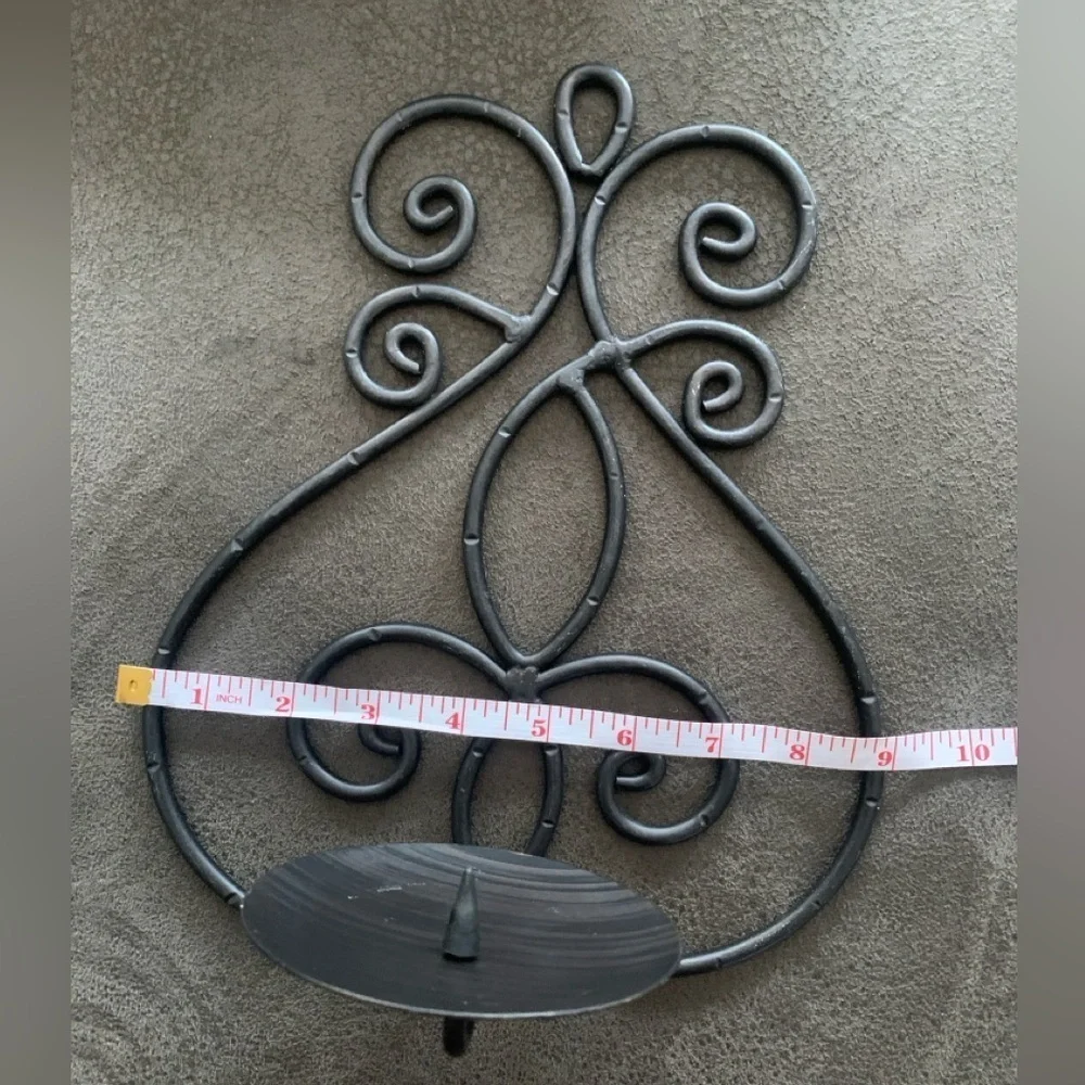 Metal Wall Candle Holder Decor in Black.